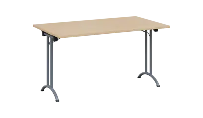 SLA 140 lak skládací jednací stůl 1394x800, deska 25 mm, podnož stříbrný lak, deska bříza světlá